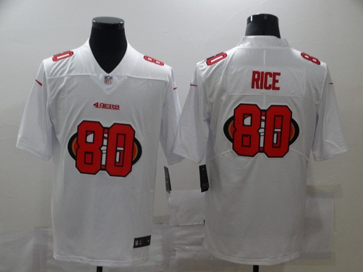 Men’s San Francisco 49ers #80 Jerry Rice White 2020 Shadow Logo Vapor Untouchable Stitched NFL Nike Limited Jersey