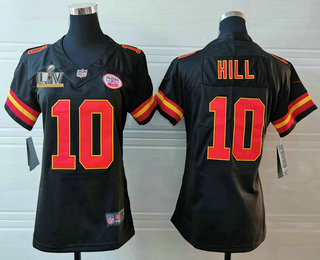 Women’s Kansas City Chiefs #10 Tyreek Hill Black 2021 Super Bowl LV Vapor Untouchable Stitched Nike Limited NFL Jersey
