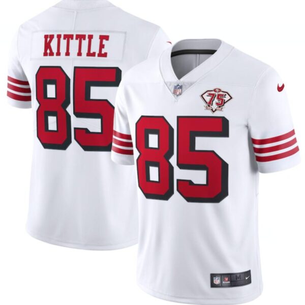 Nike 49ers 85 George Kittle White 75th Anniversary Color Rush Vapor Untouchable Limited Jersey