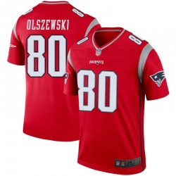 Men’s New England Patriots #80 Gunner Olszewski Legend Red Inverted Jersey