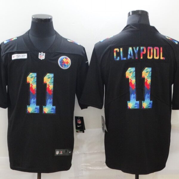 Men’s Pittsburgh Steelers #11 Chase Claypool Multi-Color Black 2020 NFL Crucial Catch Vapor Untouchable Nike Limited Jersey