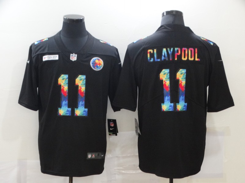 Men’s Pittsburgh Steelers #11 Chase Claypool Multi-Color Black 2020 NFL Crucial Catch Vapor Untouchable Nike Limited Jersey