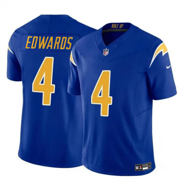 Men’s Los Angeles Chargers #4 Gus Edwards Royal 2024 F.U.S.E. Vapor Limited Football Stitched Jersey