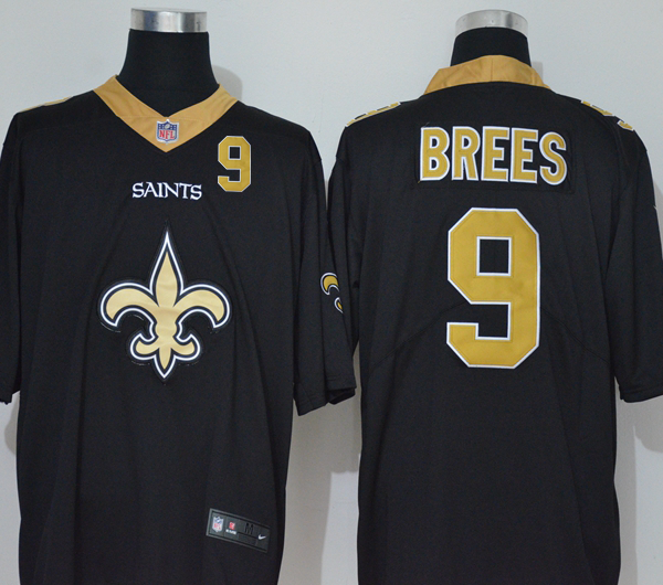 Men’s New Orleans Saints #9 Drew Brees Black 2020 Big Logo Number Vapor Untouchable Stitched NFL Nike Fashion Limited Jersey