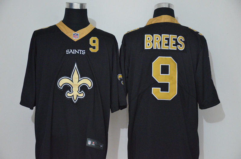 Men’s New Orleans Saints #9 Drew Brees Black 2020 Big Logo Number Vapor Untouchable Stitched NFL Nike Fashion Limited Jersey