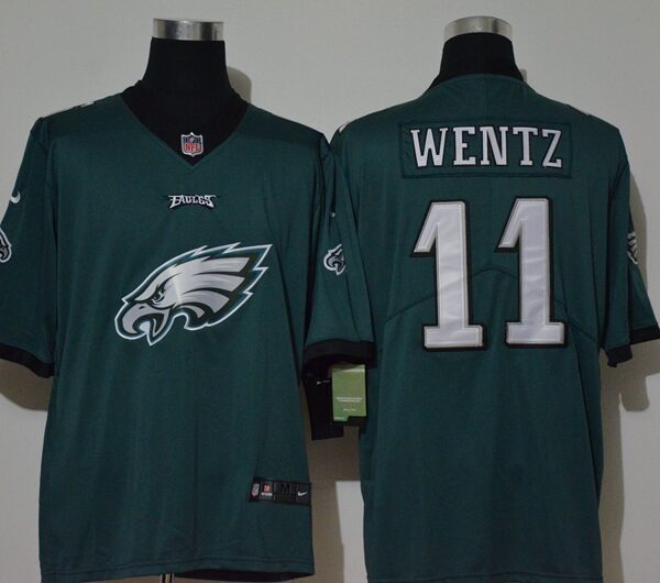 Men’s Philadelphia Eagles #11 Carson Wentz Midnight Green 2020 Big Logo Vapor Untouchable Stitched NFL Nike Fashion Limited Jersey