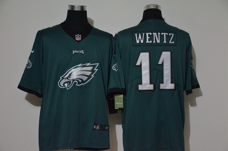 Men’s Philadelphia Eagles #11 Carson Wentz Midnight Green 2020 Big Logo Vapor Untouchable Stitched NFL Nike Fashion Limited Jersey