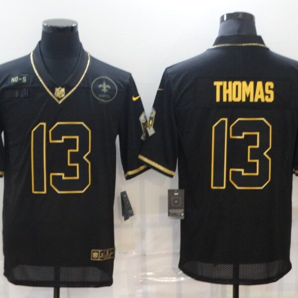 Men’s New Orleans Saints #13 Michael Thomas Black Gold 2020 Salute To Service Stitched NFL Nike Limited Jersey