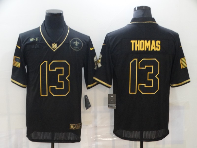 Men’s New Orleans Saints #13 Michael Thomas Black Gold 2020 Salute To Service Stitched NFL Nike Limited Jersey