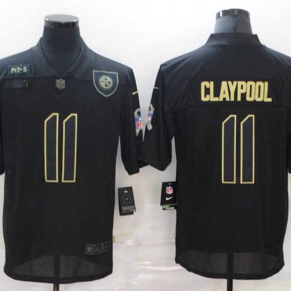 Men’s Pittsburgh Steelers #11 Chase Claypool Black 2020 Salute To Service Stitched NFL Nike Limited Jersey