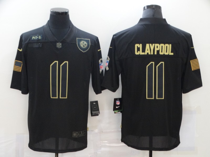 Men’s Pittsburgh Steelers #11 Chase Claypool Black 2020 Salute To Service Stitched NFL Nike Limited Jersey