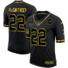 Men’s Carolina Panthers #22 Christian McCaffrey Black Gold 2020 Salute To Service Stitched NFL Nike Limited Jersey