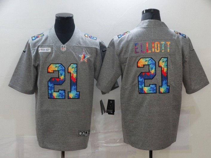 Men’s Dallas Cowboys #21 Ezekiel Elliott 2020 Grey Crucial Catch Limited Stitched NFL Jersey