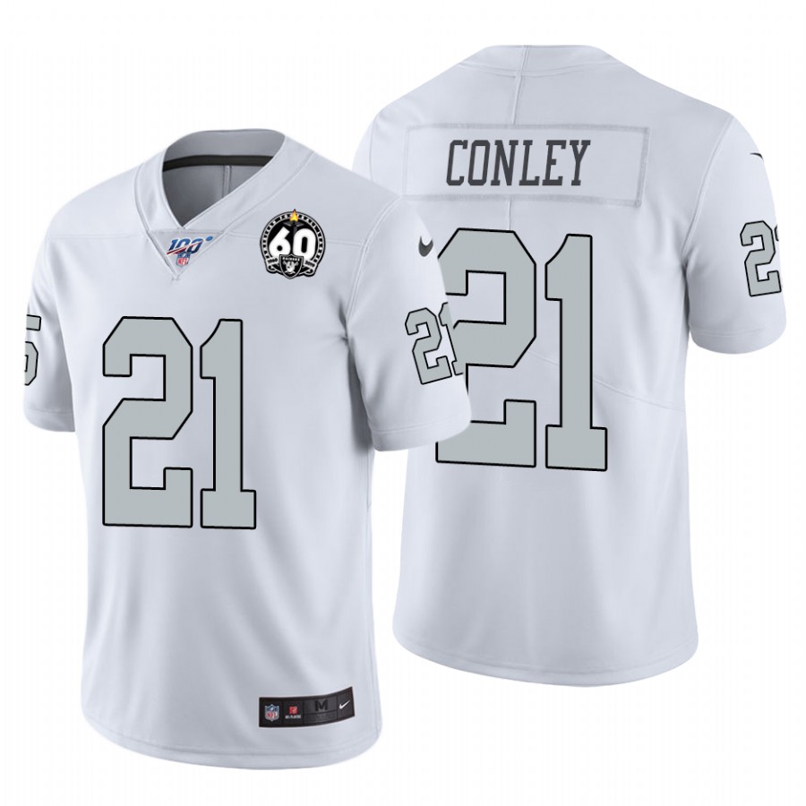Nike Raiders #21 Gareon Conley White 60th Anniversary Patch Men’s Stitched NFL 100 Limited Color Rush Jersey