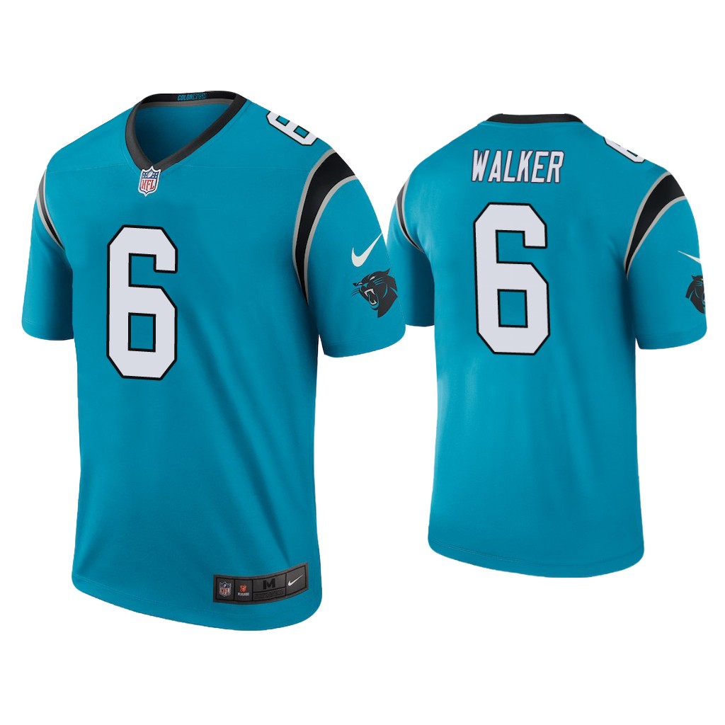 Men’s Carolina Panthers #6 P.J. Walker Color Rush Legend Blue Nike Jersey