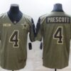 Men’s Dallas Cowboys #4 Dak Prescott 2021 Olive Salute To Service Limited Stitched Jersey
