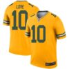 Men’s Green Bay Packers #10 Jordan Love Gold Legend Inverted Jersey