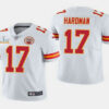Men’s Kansas City Chiefs #17 Mecole Hardman White 2021 Super Bowl LV Stitched NFL Jersey