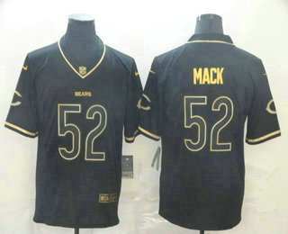 Men’s Chicago Bears #52 Khalil Mack Black 100th Season Golden Edition Jersey