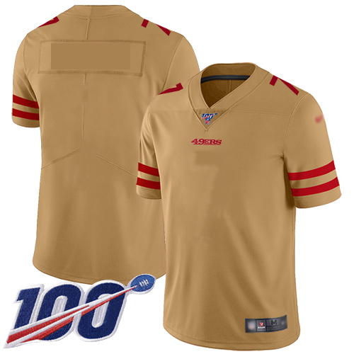 Nike 49ers Gold Men’s NFL Limited Inverted Legend 100th Season Blank Jersey