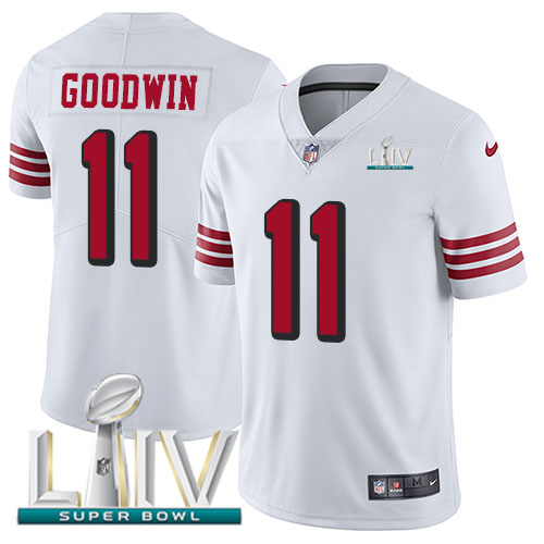Nike 49ers #11 Marquise Goodwin White Super Bowl LIV 2020 Rush Men’s Stitched NFL Vapor Untouchable Limited Jersey
