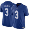 Men’s New York Giants #3 Deonte Banks Blue 2023 F.U.S.E. Vapor Untouchable Limited Football Stitched Jersey