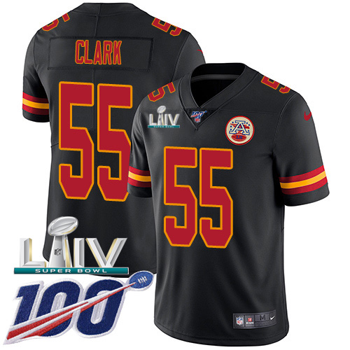 Nike Chiefs #55 Frank Clark Black Super Bowl LIV 2020 Men’s Stitched NFL Limited Rush 100th Season Jersey