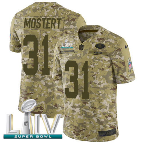 Nike 49ers #31 Raheem Mostert Camo Super Bowl LIV 2020 Men’s Stitched NFL Limited 2018 Salute To Service Jersey