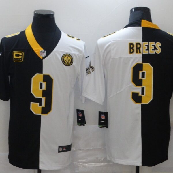 Men’s New Orleans Saints #9 Drew Brees Black White Two Tone 2021 Vapor Untouchable Stitched NFL Nike Limited Jersey