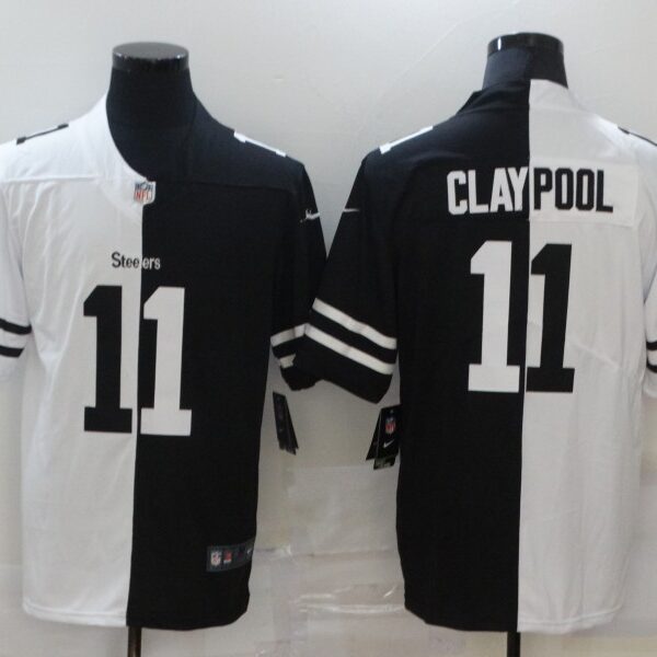 Men’s Pittsburgh Steelers #11 Chase Claypool White Black Peaceful Coexisting 2020 Vapor Untouchable Stitched NFL Nike Limited Jersey