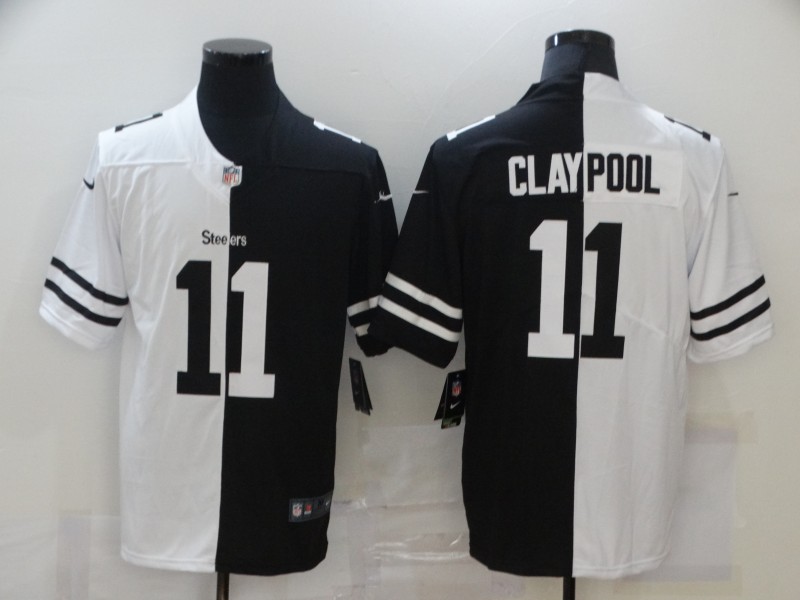 Men’s Pittsburgh Steelers #11 Chase Claypool White Black Peaceful Coexisting 2020 Vapor Untouchable Stitched NFL Nike Limited Jersey