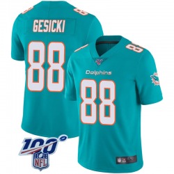 Men’s Miami Dolphins #88 Mike Mike Gesicki Limited Aqua Team Color 100th Vapor Untouchable Jersey