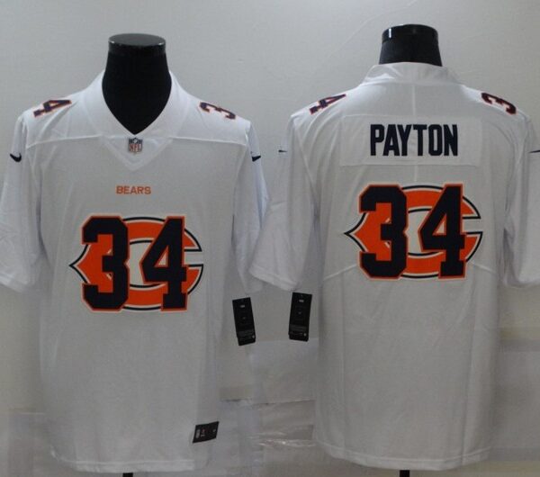 Men’s Chicago Bears #34 Walter Payton White 2020 Shadow Logo Vapor Untouchable Stitched NFL Nike Limited Jersey