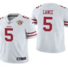 Men’s San Francisco 49ers #5 Trey Lance White 2021 75th Anniversary Vapor Untouchable Limited Stitched NFL Jersey