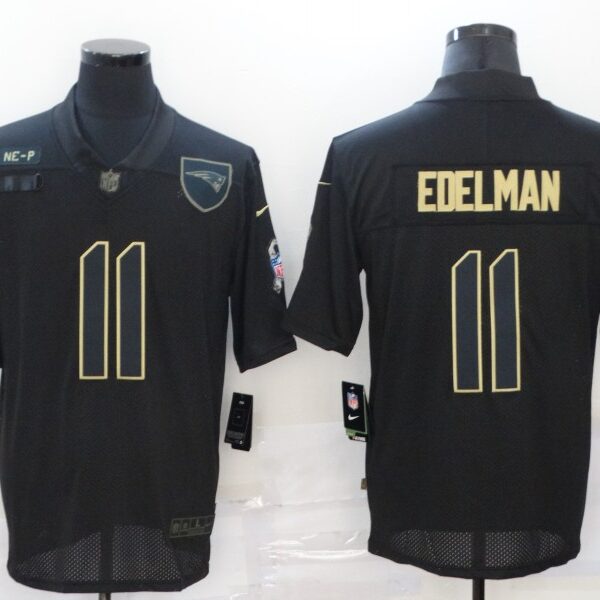 Men’s New England Patriots #11 Julian Edelman Black 2020 Salute To Service Stitched NFL Nike Limited Jersey