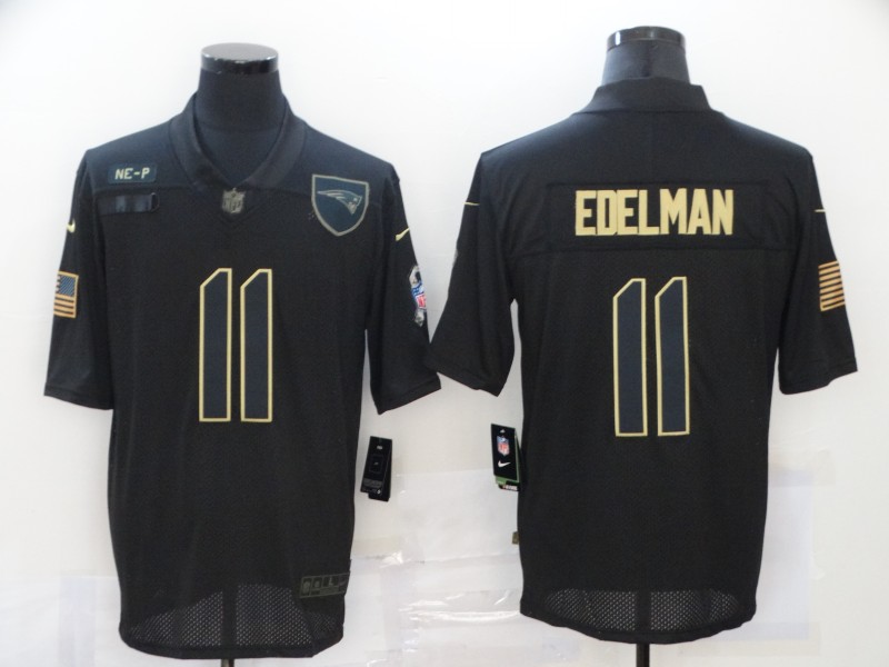 Men’s New England Patriots #11 Julian Edelman Black 2020 Salute To Service Stitched NFL Nike Limited Jersey