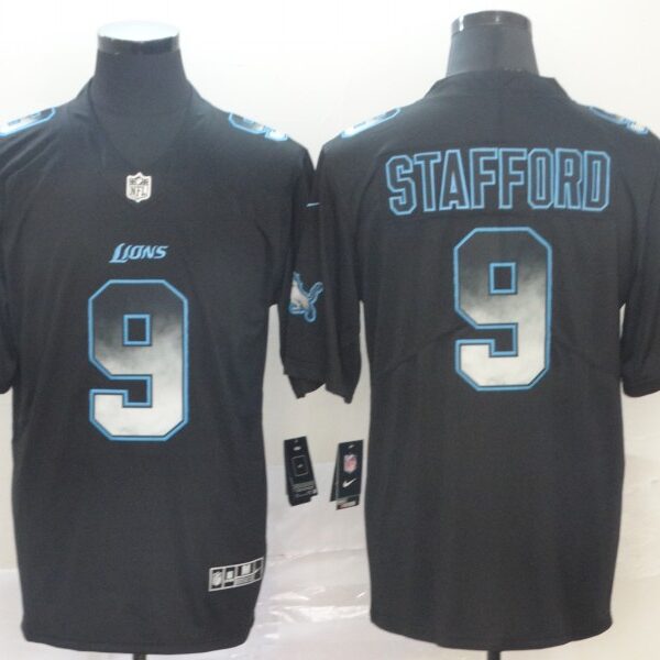 Nike Lions 9 Matthew Stafford Black Arch Smoke Vapor Untouchable Limited Jersey