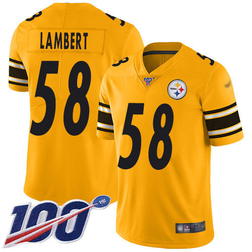 Nike Steelers #58 Jack Lambert Gold Men’s Stitched NFL Limited Inverted Legend 100th Season Jersey