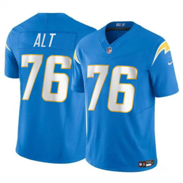 Men’s Los Angeles Chargers #76 Joe Alt Light Blue 2024 Draft F.U.S.E. Vapor Limited Football Stitched Jersey