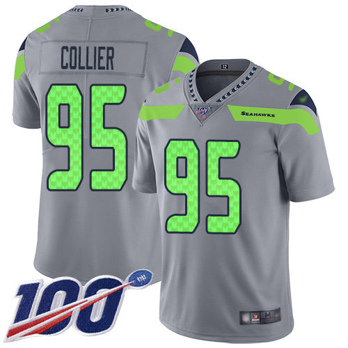 Nike Seahawks #95 L.J. Collier Gray Men’s Stitched NFL Limited Inverted Legend 100th Season Jersey
