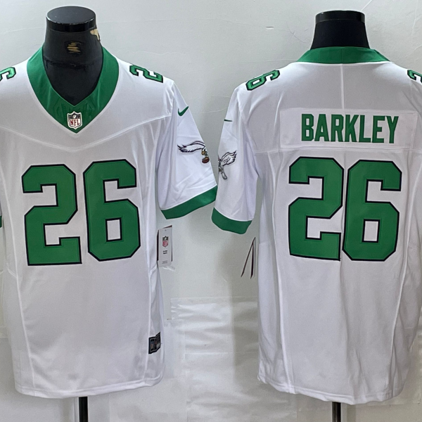 Men’s Philadelphia Eagles #26 Saquon Barkley White 2023 F.U.S.E. Vapor Untouchable Throwback Football Stitched Jersey