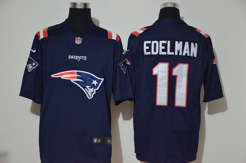 Men’s New England Patriots #11 Julian Edelman Navy Blue 2020 Team Logo Vapor Untouchable Stitched NFL Nike Fashion Limited Jersey