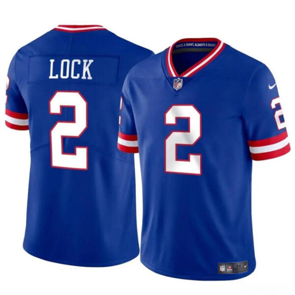 Men’s New York Giants #2 Drew Lock Blue Throwback Vapor Untouchable Limited Football Stitched Jersey