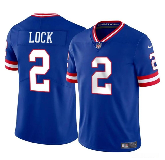 Men’s New York Giants #2 Drew Lock Blue Throwback Vapor Untouchable Limited Football Stitched Jersey