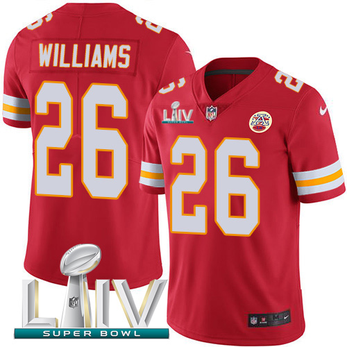 Nike Chiefs #26 Damien Williams Red Super Bowl LIV 2020 Team Color Men’s Stitched NFL Vapor Untouchable Limited Jersey