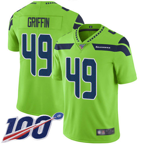 Nike Seahawks #49 Shaquem Griffin Green Men’s Stitched NFL Limited Rush 100th Season Jersey