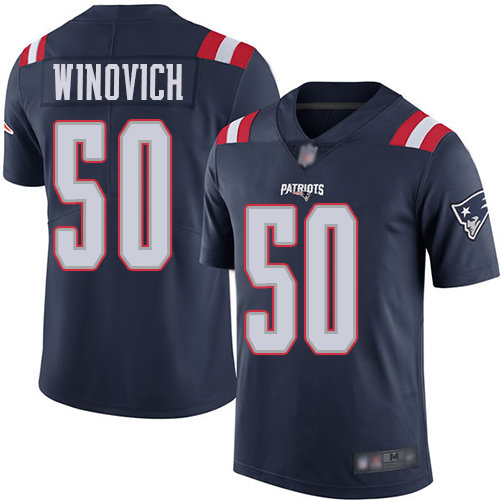 Men’s New England Patriots #50 Chase Winovich Limited Navy Blue Rush Vapor Untouchable Jersey