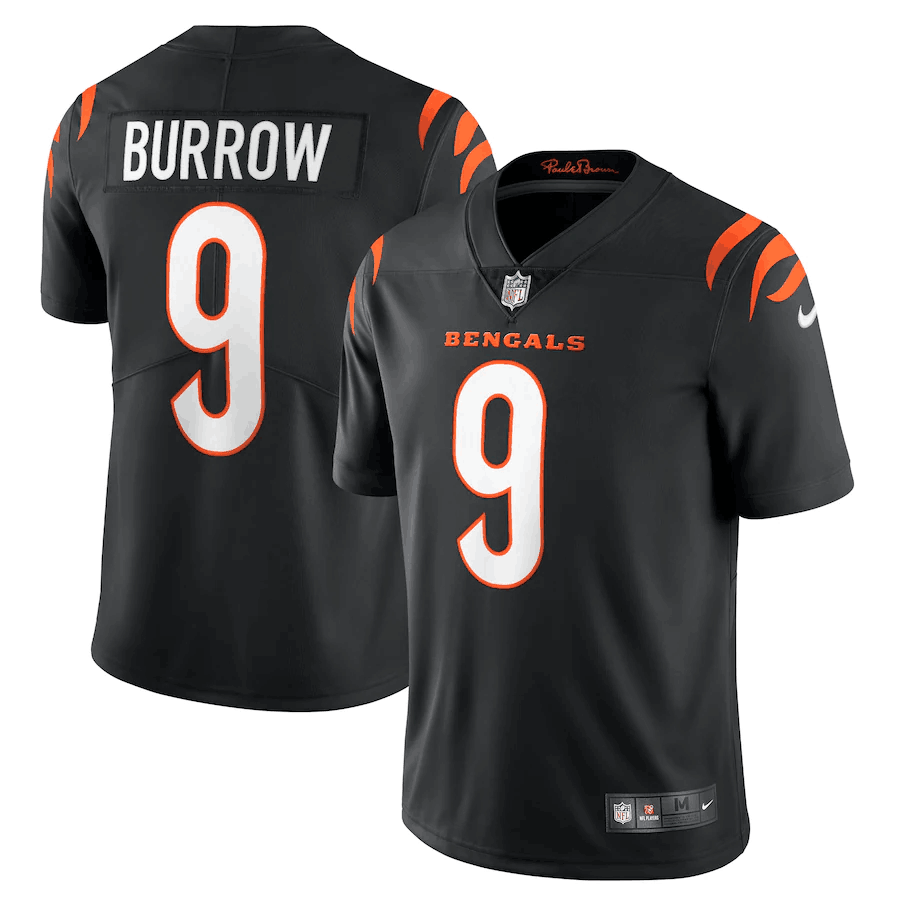 Men’s Cincinnati Bengals #9 Joe Burrow 2021 New Black Vapor Untouchable Limited Stitched Jersey