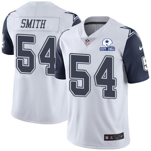 Nike Cowboys #54 Jaylon Smith White Men’s Stitched With Established In 1960 Patch NFL Limited Rush Jersey