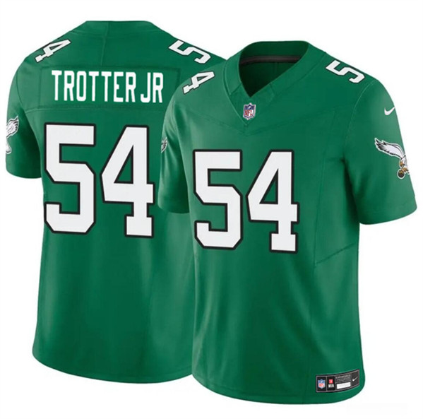 Men’s Philadelphia Eagles #54 Jeremiah Trotter Jr Green 2024 Draft F.U.S.E. Vapor Untouchable Throwback Limited Football Stitched Jersey